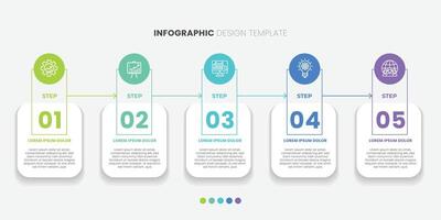 infographic design template with 5 options or steps with colorful vector