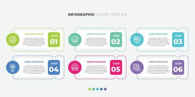 infographic design template with 6 options or steps with colorful vector