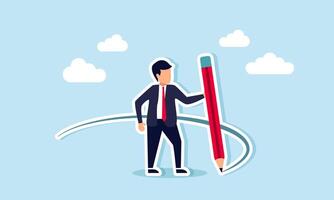 A businessman drawing a circle with a pencil, Illustration concept of Setting rules or boundaries to protect own business vector