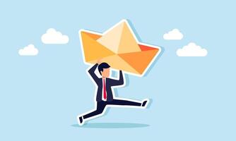 Businessman is running while carrying a paper boat, Illustratation concept of Entrepreneur or employee preparing for issues by creating alternative projects or tasks vector