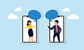 A businessman discussing with his business partner via phone, Illustration concept of Effective communication between business partners for project advancement vector