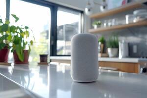Smart Speaker Close Up Capturing Music Playback photo