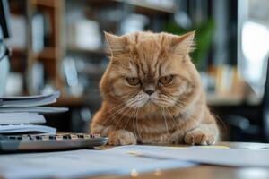 Adorable Discontent A Cat's Office Expression photo