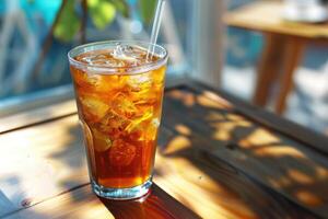 Glass of Delicious Cold Tea Ready to Enjoy photo