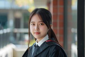 Asian Origin Student Girl in Graduate Uniform photo