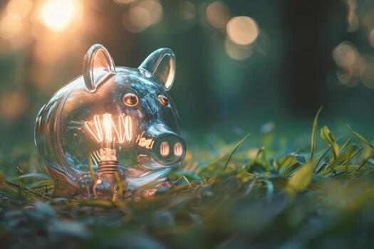 bulbo en el forma de un cerdito banco foto