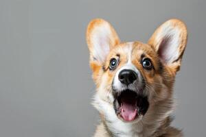 Close Up Portrait of a Very Cute Surprised Corgi Puppy photo