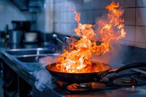 Culinary Crisis Fire Erupts in the Kitchen photo
