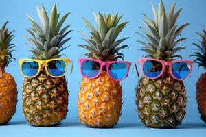 Funny Attractive Pineapples in Stylish Sunglasses photo
