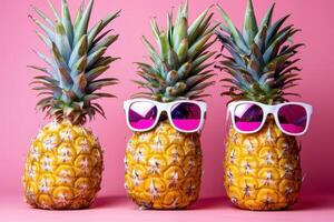 Playful Pineapples Wearing Trendy Sunglasses photo