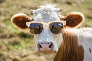 Playful Cow with Trendy Sunglasses photo