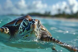 Green Sea Turtle in Tropical Aquatic Environment photo