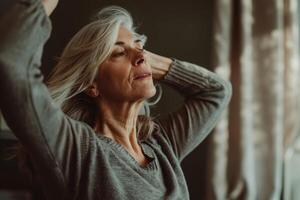Mature Woman Studying and Practicing Dance Techniques photo