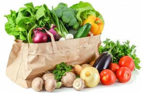 Fresh Vegetables in a Paper Bag Ready for Market photo