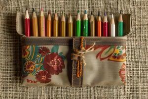 Pencil Case with Stationery Supplies Organized photo