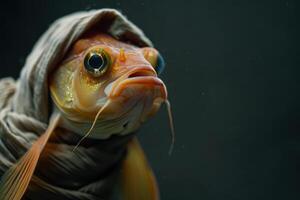 Portrait of a Fish Dressed in Creative Costume photo