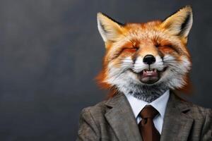 Cheerful Fox in Business Attire photo