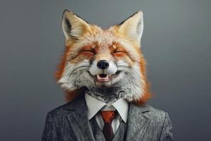 Cheerful Fox in Business Attire photo