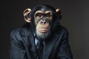 Monkey Posing in Business Clothes in Studio photo