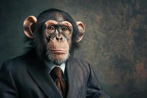 Studio Portrait of a Monkey in Business Attire photo