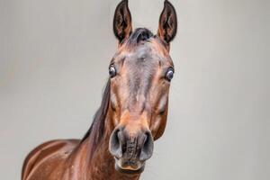 Dramatic Studio Portrait of a Horse with Shocked and Surprised Expression photo