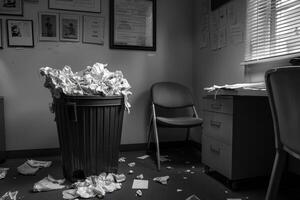 The Trash Can Stands in the Corner of the Office Full photo