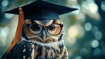 Graduation-Capped Owl with Glasses photo