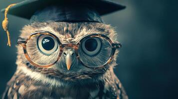 Graduation-Capped Owl with Glasses photo