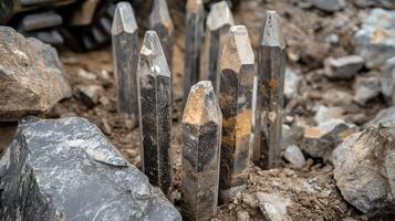 Geological rock samples collected through rotary drilling process. photo
