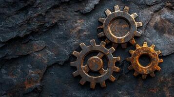 Combination of old and new gears functioning in harmony. photo
