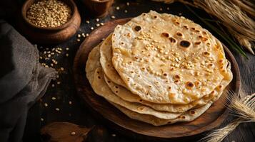 Makar Sankranti sweet til gul roti, a chapati made with sesame seeds and jaggery. photo