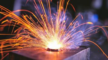 Sparks and fire from a welding process. photo