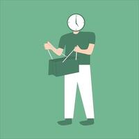 man shopping using bag vector