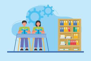Learning process concept. Colored flat illustration isolated. vector