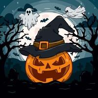 Halloween background with Spooky Halloween Elements. vector