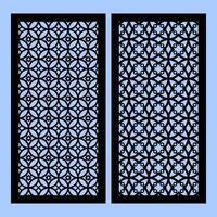 Collection of laser cut templates with modern abstract geometric panels. Template for cnc cutting of metal and wood. blue background. vector