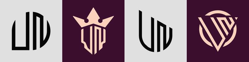 Creative simple Initial Letters UN Logo Designs Bundle. vector