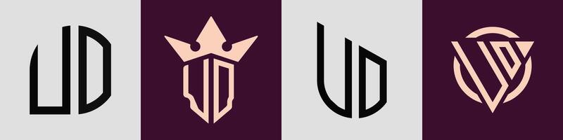 Creative simple Initial Letters UO Logo Designs Bundle. vector