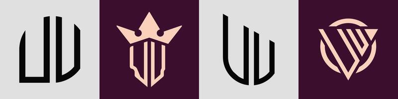 Creative simple Initial Letters UV Logo Designs Bundle. vector