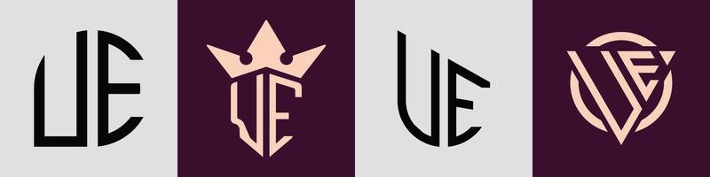 Creative simple Initial Letters UE Logo Designs Bundle. vector