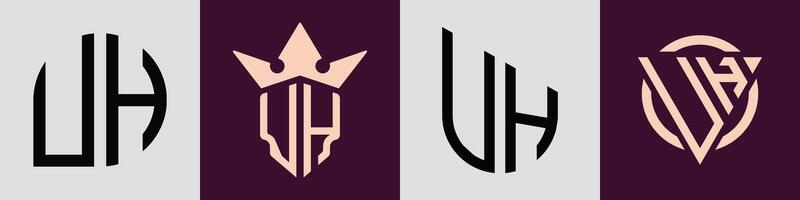 Creative simple Initial Letters UH Logo Designs Bundle. vector