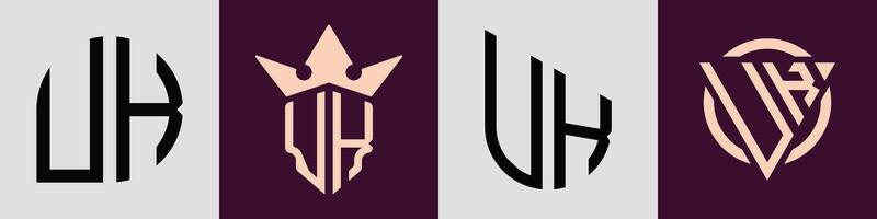 Creative simple Initial Letters UK Logo Designs Bundle. vector