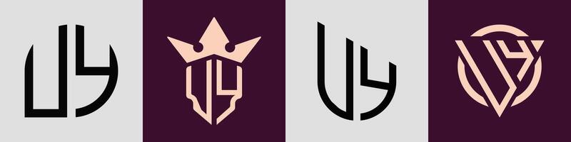 Creative simple Initial Letters UY Logo Designs Bundle. vector