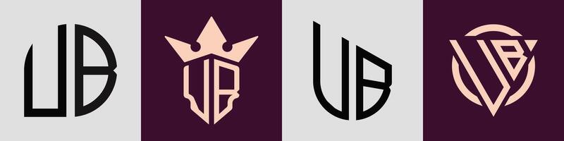 Creative simple Initial Letters UB Logo Designs Bundle. vector