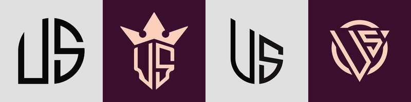 Creative simple Initial Letters US Logo Designs Bundle. vector