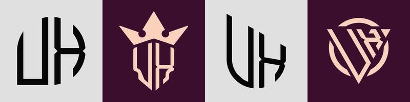 Creative simple Initial Letters UX Logo Designs Bundle. vector