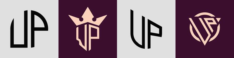Creative simple Initial Letters UP Logo Designs Bundle. vector