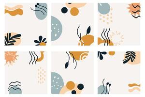 Enhance your brand image with this abstract botanical background, showcasing soft, earthy tones and minimalist leaf designs vector