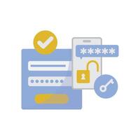 Recovery of username and password for account. Smartphone notification for update personal data. Forgot password, question for entering. Information security in internet flat vector