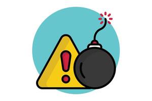 Threats colored outline icon. exclamation mark with bomb. icon related to SWOT. business elements illustration vector